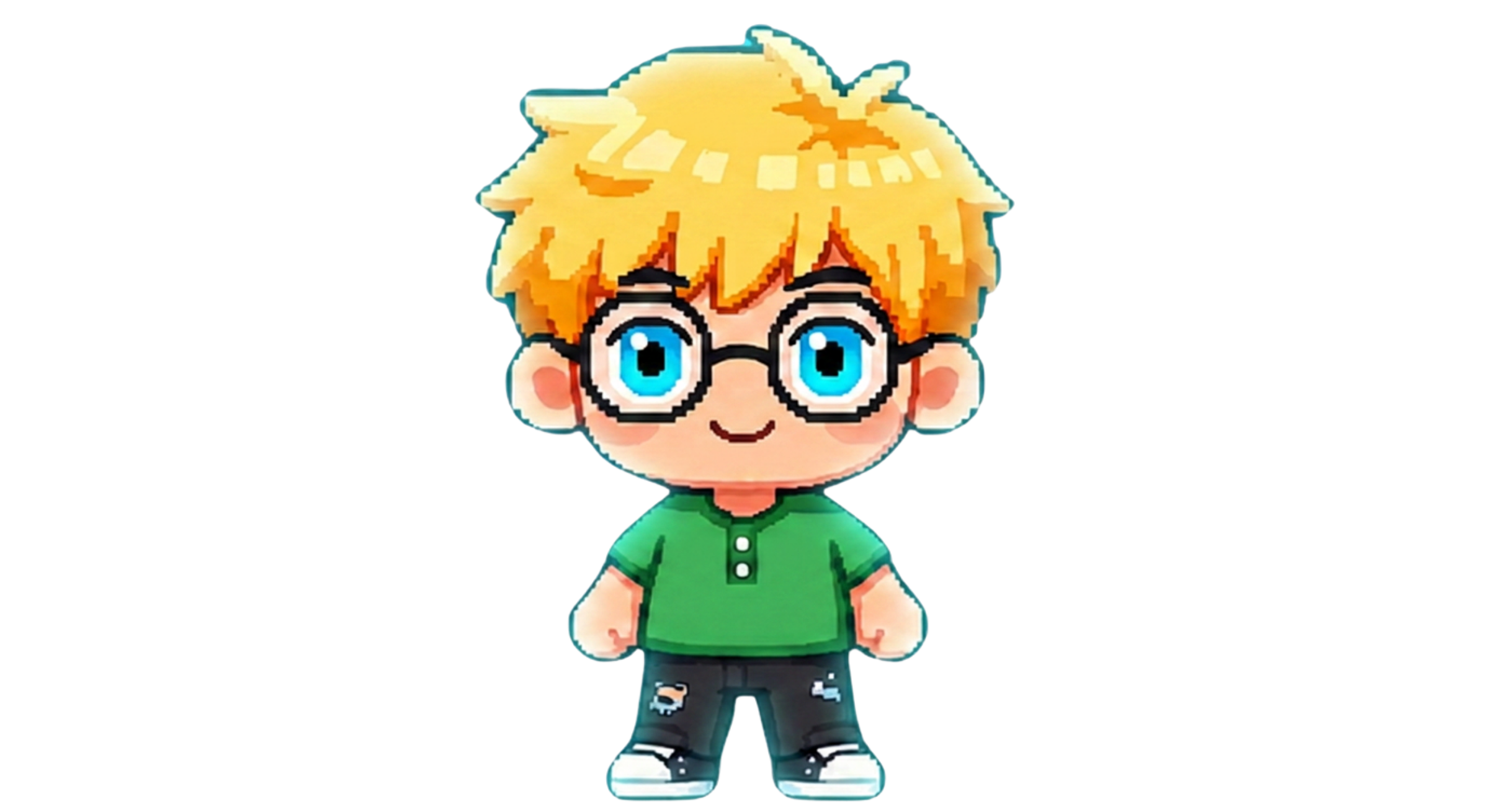 Illustrated character of Doug with blond hair and glasses